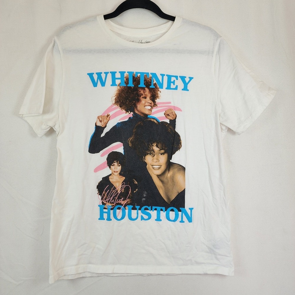 Whitney Houston Graphic Shirt White Size Large 100% Cotton